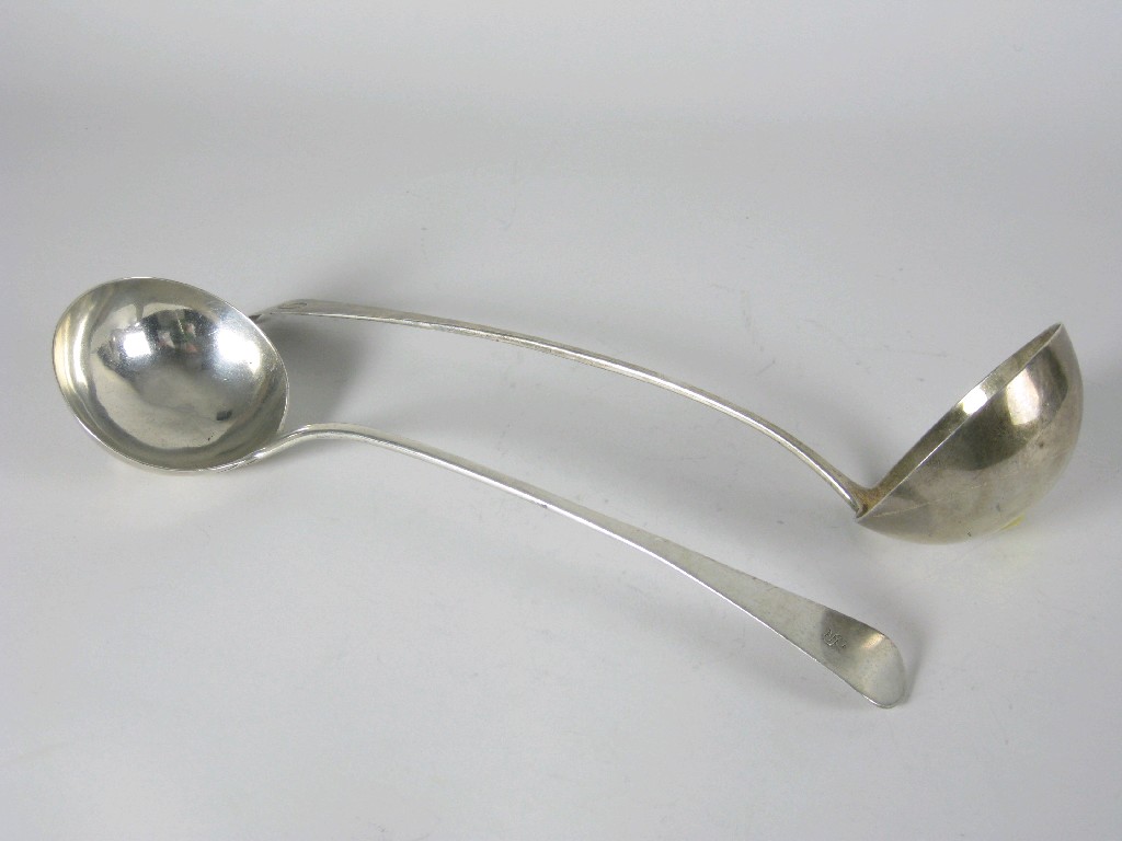 Appraisal: A George III Soup Ladle old english pattern engraved initial