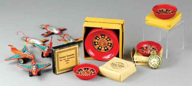 Appraisal: GROUPING OF SMALL TOYS Extensive lot includes several pocket roulette