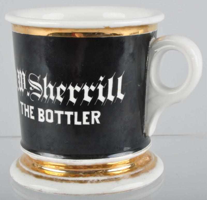 Appraisal: Bottler Shaving Mug Description Marked Wm Sherrill across front and