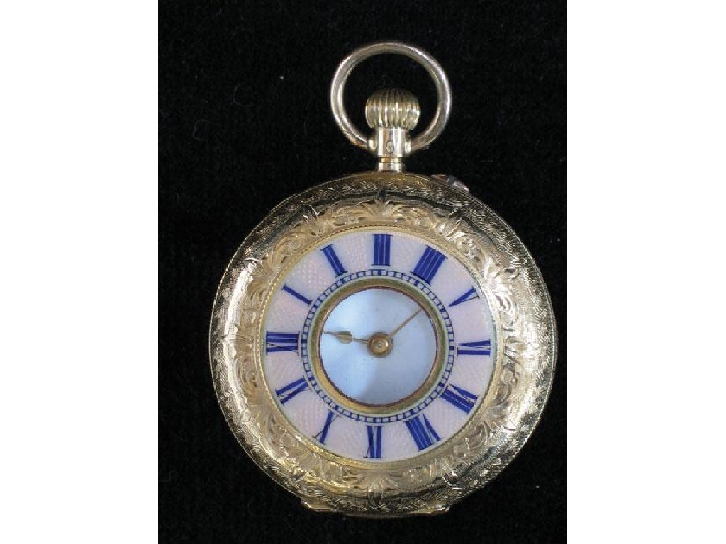 Appraisal: A CONTINENTAL GOLD AND ENAMEL LADIES FOB WATCH stamped k