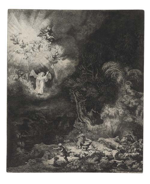 Appraisal: REMBRANDT VAN RIJN The Angel Appearing to the Shepherds Etching