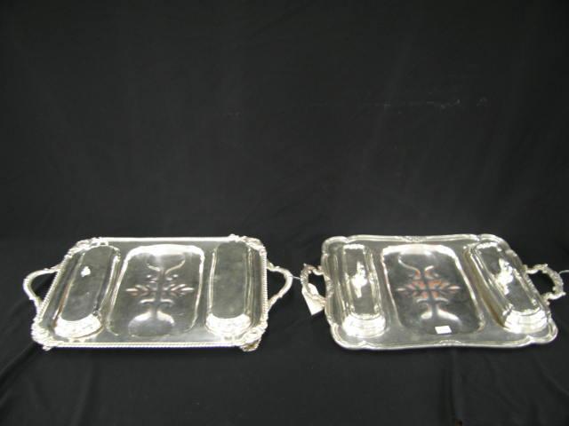 Appraisal: Pair of Silverplate Serving Tray tree in well center with