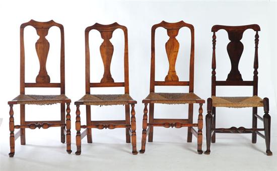 Appraisal: FOUR COUNTRY QUEEN ANNE SIDE CHAIRS Probably New England late