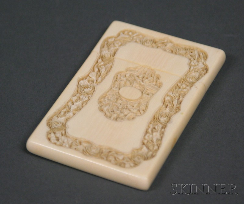 Appraisal: Ivory Carte de Visite Case China th century rectangular form