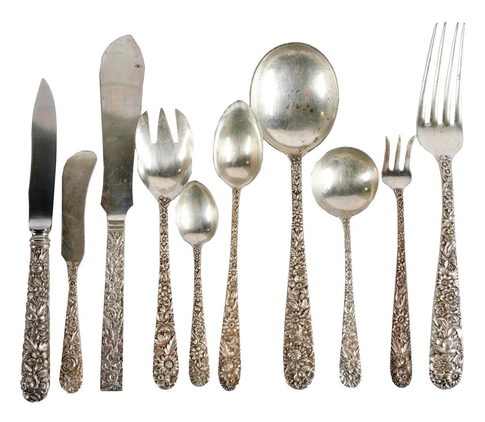 Appraisal: S KIRK SON REPOUSSE STERLING FLATWARE SERVICEwith maker's marks further