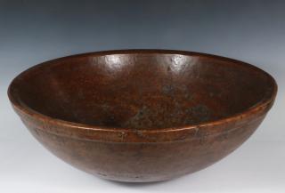 Appraisal: LARGE WOODEN BOWL th c American Burl Bowl with banded