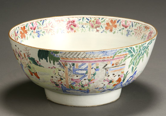 Appraisal: Chinese Export 'Famille Rose' Punch Bowl Jiaqing-Daoguang Period - The