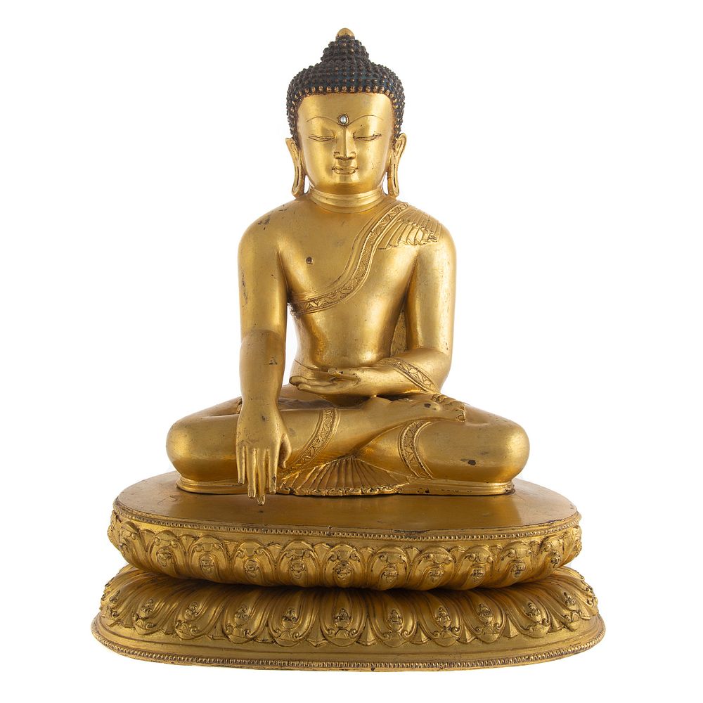 Appraisal: Important Tibetan Gilt Bronze Seated Buddha th century richly gilded