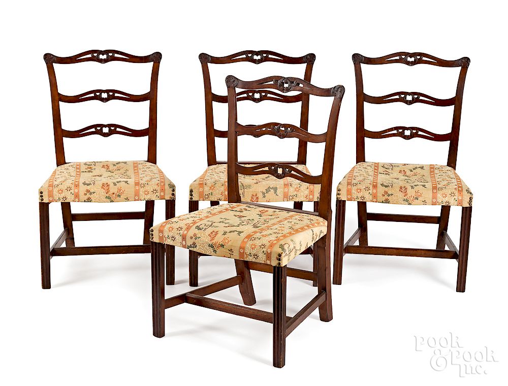 Appraisal: Set of four Connecticut Chippendale dining chairs Exclusive on Bidsquare