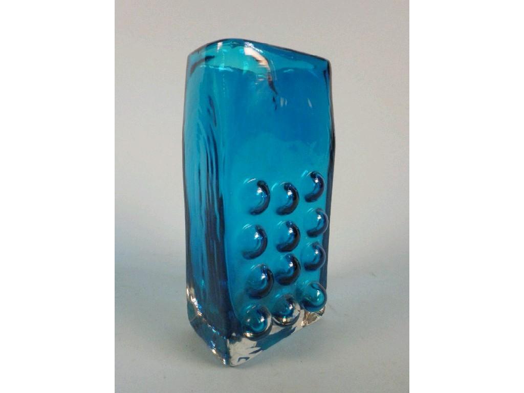 Appraisal: A Whitefriars brick-shaped turquoise glass vase cm high