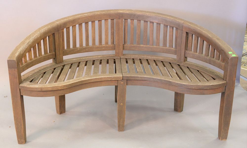 Appraisal: Teak bench with carved back ht wd Teak bench with