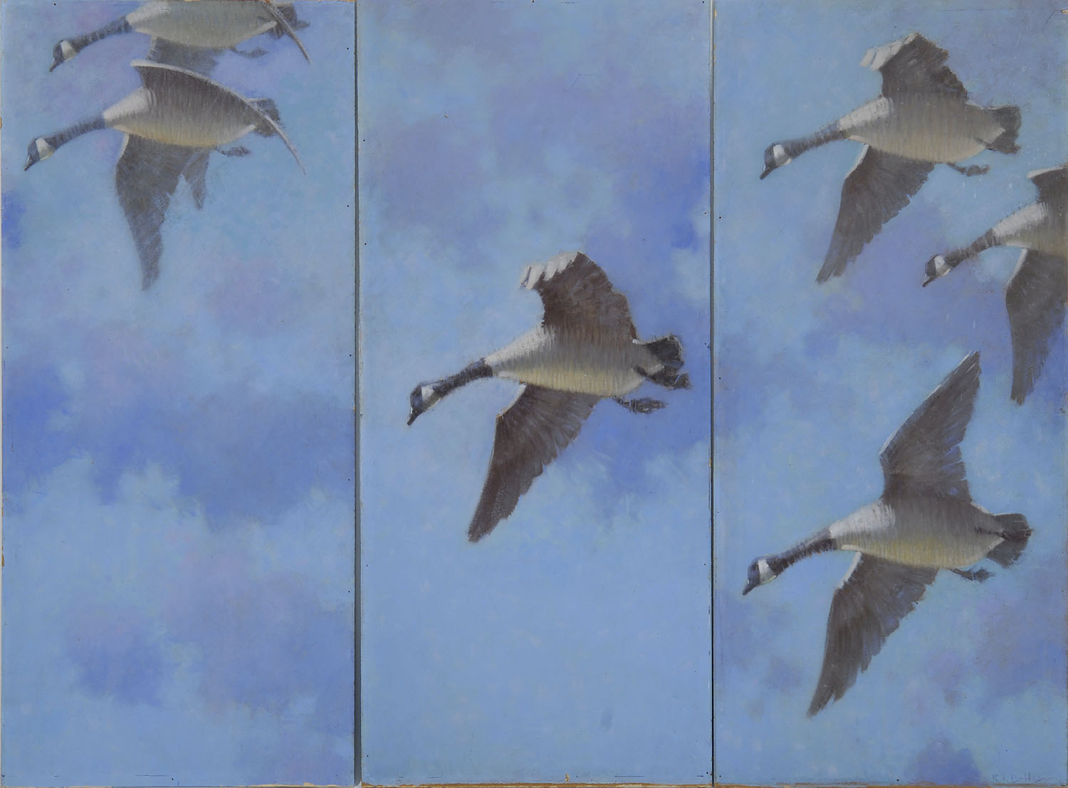 Appraisal: REGINALD F BOLLESAmerican - Triptych Three geese in flight One