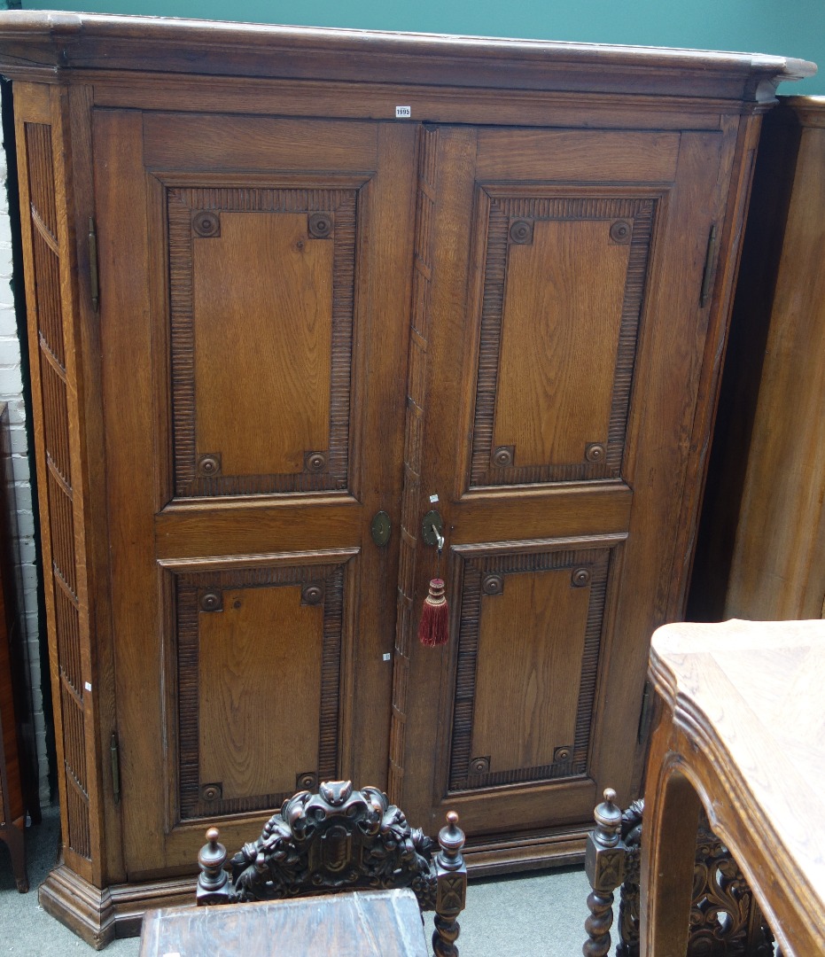 Appraisal: A th century French oak armoire the pair of double