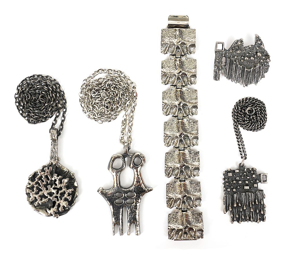 Appraisal: Robert Larin Pendants Bracelet Pin Robert Larin group includes pin