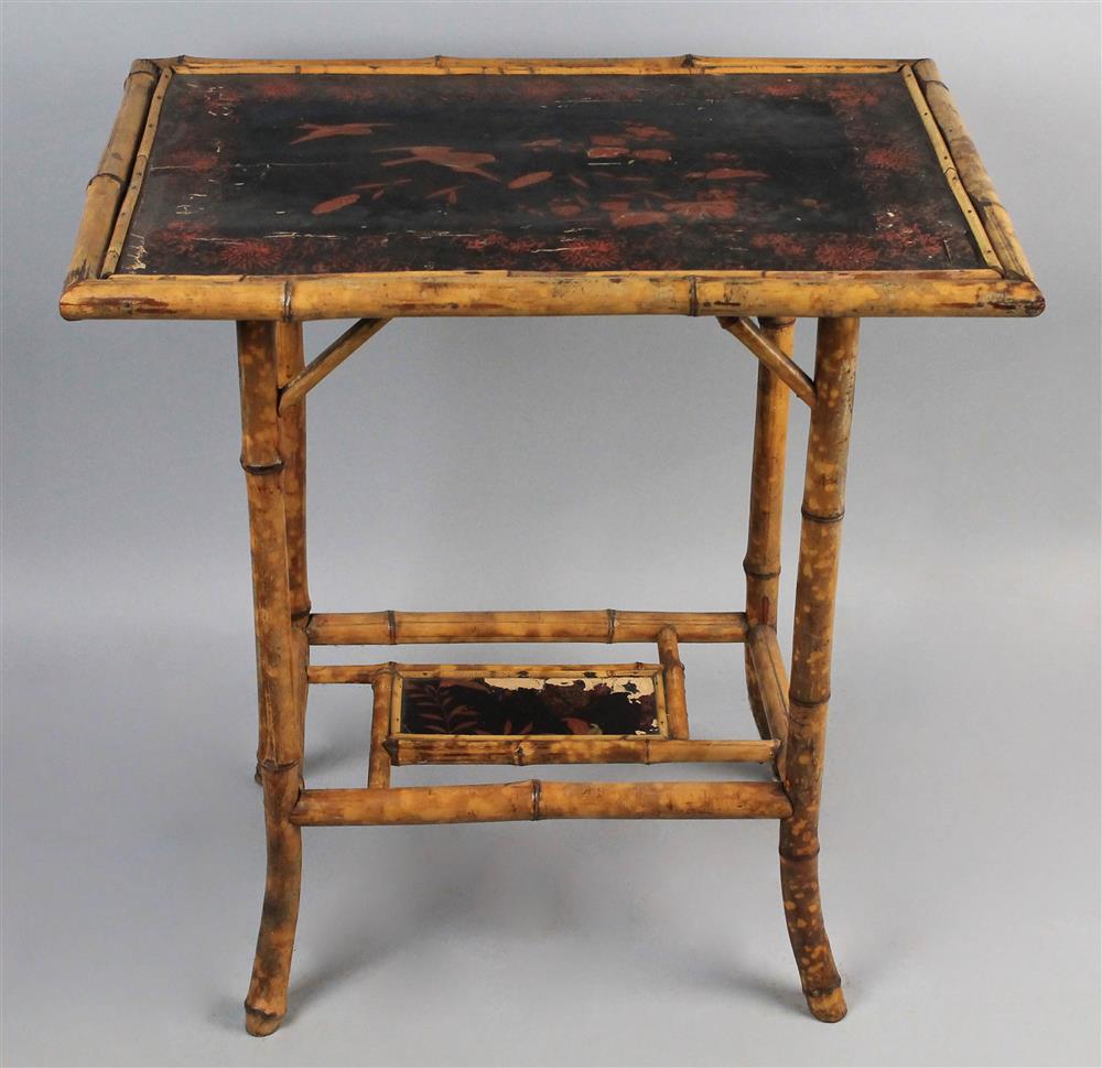 Appraisal: AESTHETIC MOVEMENT CHINOISERIE BAMBOO TWO-TIER OCCASIONAL TABLE bamboo table with