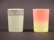 Appraisal: Burmese-Mt Washington and Green Opaque Tumblers Shiny Burmese-Mt Washington glass