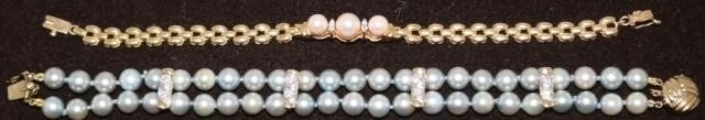 Appraisal: TWO PEARL AND KT GOLD BRACELETS BRACELET WITHTHREE - MM