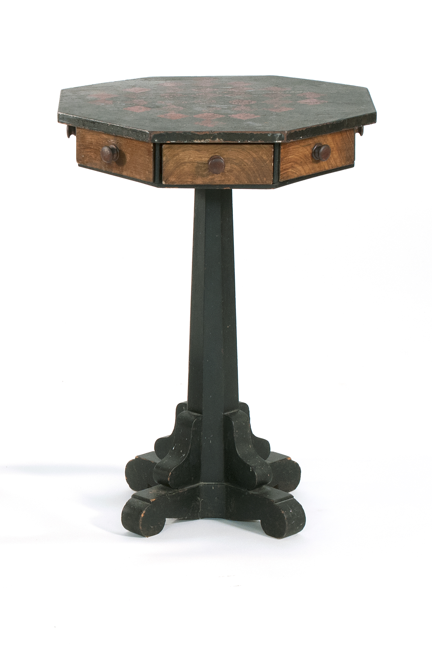 Appraisal: PAINTED GAME TABLE American Mid- th CenturyOctagonal top with original