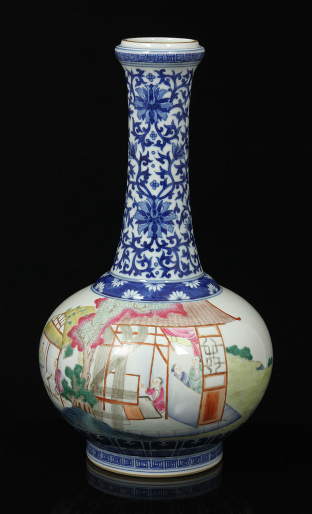 Appraisal: - Chinese Famille Rose Garlic Head Vase Famille rose garlic