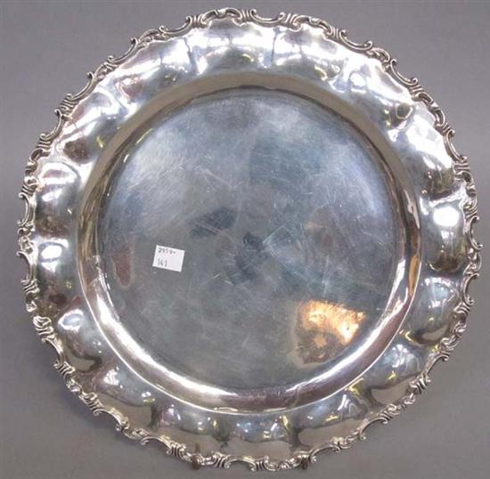 Appraisal: STERLING SILVER TRAY Probably mexican Of circular form decorated with