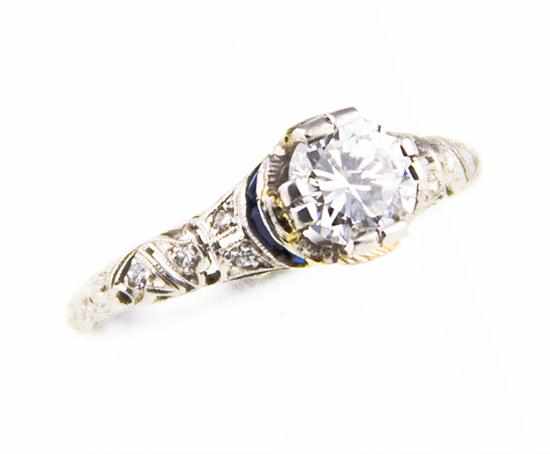 Appraisal: Art Deco diamond solitaire ring circa K white gold and