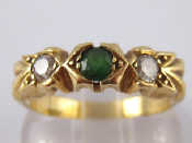 Appraisal: A yellow metal tests carat gold green garnet and diamond