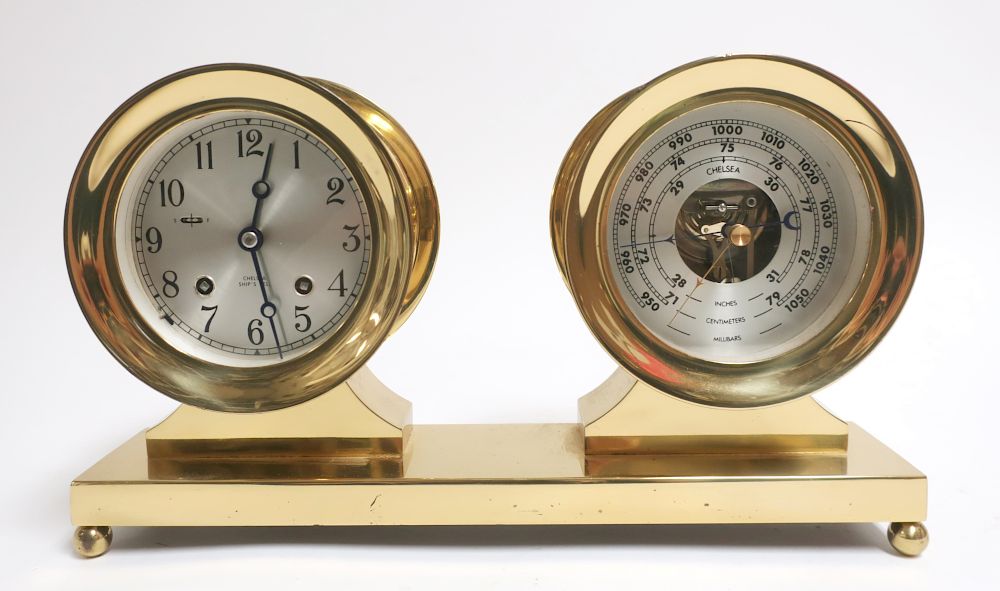 Appraisal: Chelsea Ship's Bell Brass Clock Barometer Strikes on hour and