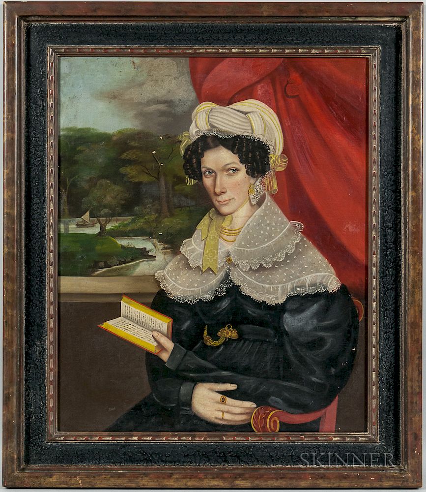 Appraisal: American School th Century Portrait of a Woman in a