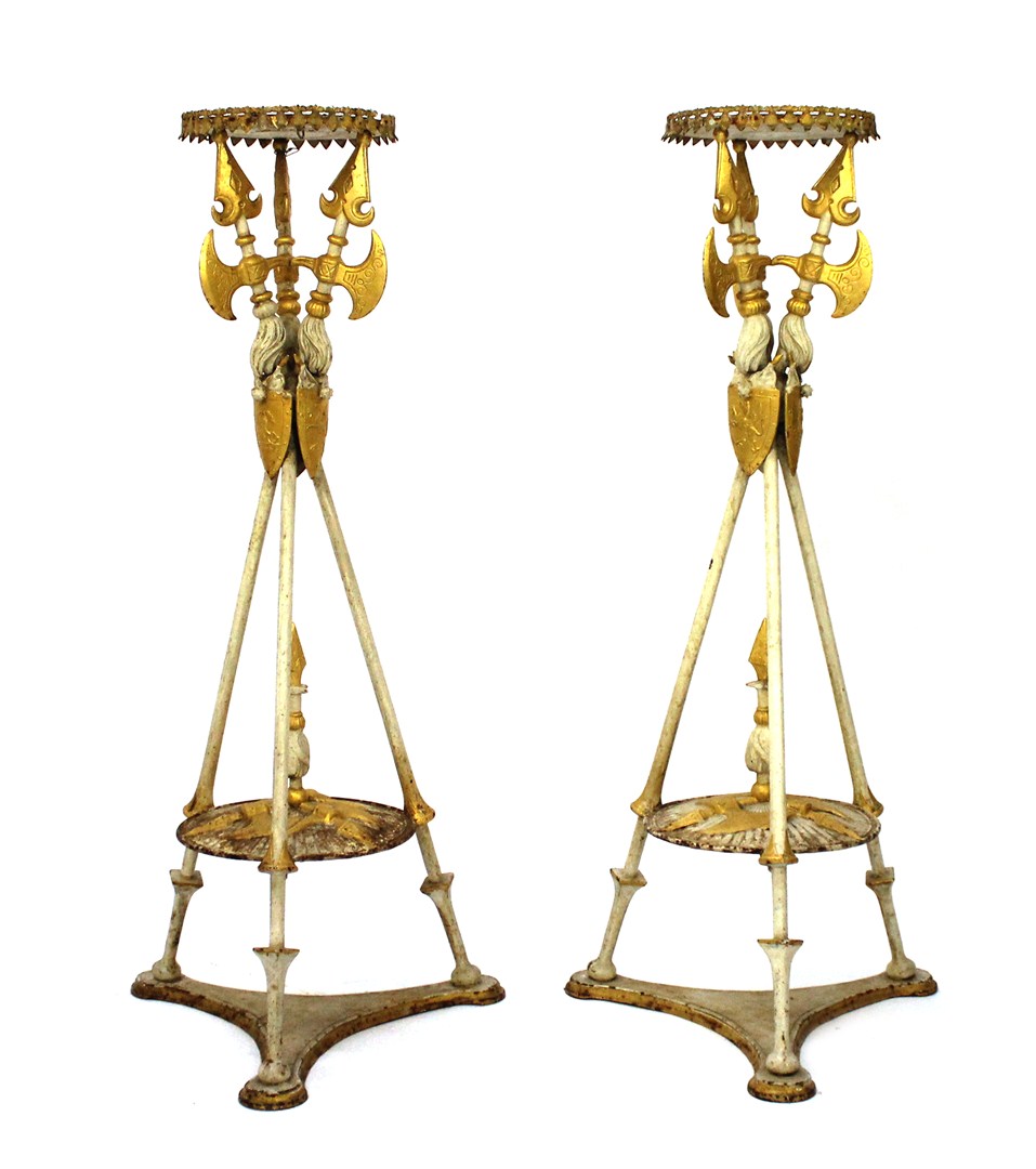 Appraisal: A pair of Victorian parcel gilt and white painted cast