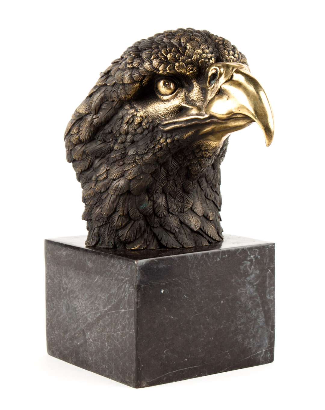 Appraisal: Contemporary bronze eagle head patinated and polished head mounted on