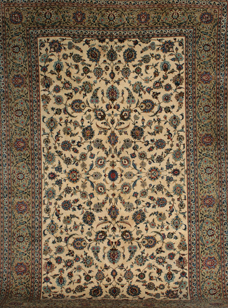 Appraisal: Keshan Rug Second Quarter th Century Ivory ground with palmette