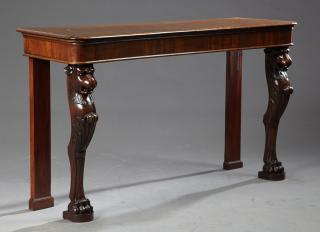 Appraisal: Regency Style Carved Mahogany Console Table th c the rectangular