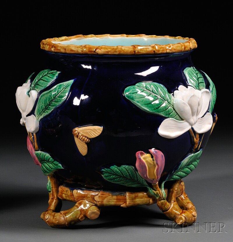 Appraisal: George Jones Majolica Jardiniere England late th century decorated with