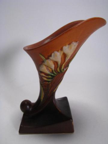 Appraisal: Roseville Pottery Freesia Cornucopia Vase -