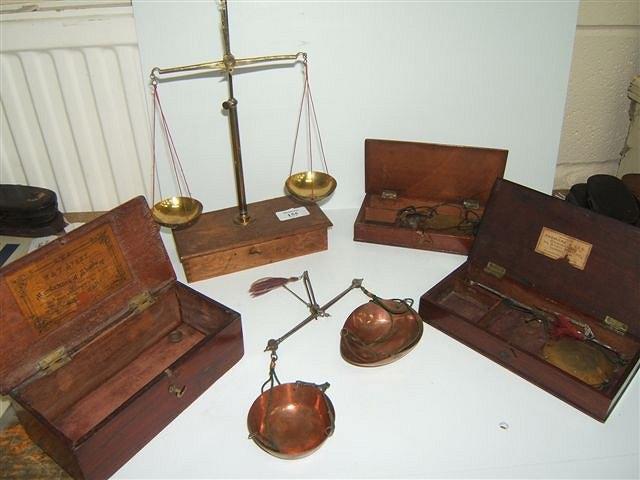 Appraisal: A SET OF TH CENTURY STEEL AND COPPER TEA SCALES