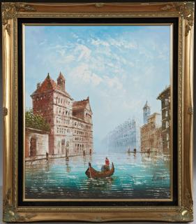 Appraisal: Caroline C Burnett France Venetian Canal Scen Caroline C Burnett