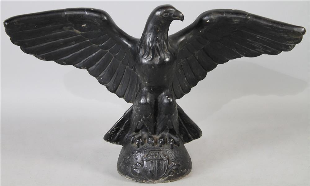 Appraisal: BLACK PAINTED CONCRETE GARDEN EAGLE having its wings spread and