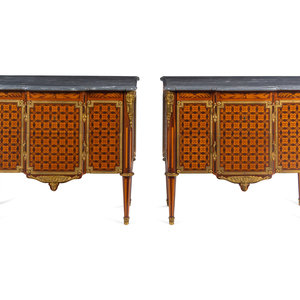 Appraisal: A Pair of Louis XVI Style Gilt Bronze Mounted Marquetry