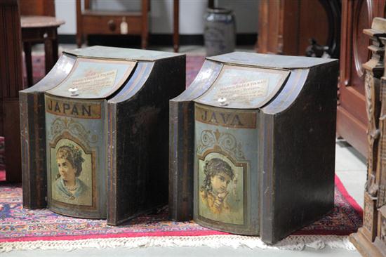 Appraisal: PAIR OF GROCERY STORE ADVERTISING BINS American Maine late th