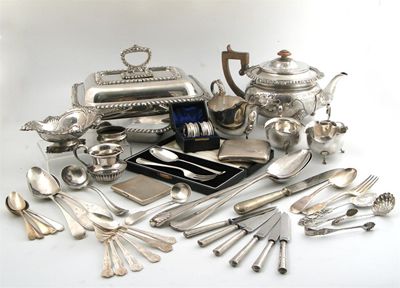 Appraisal: A mixed lot of items comprising silver items a sauce