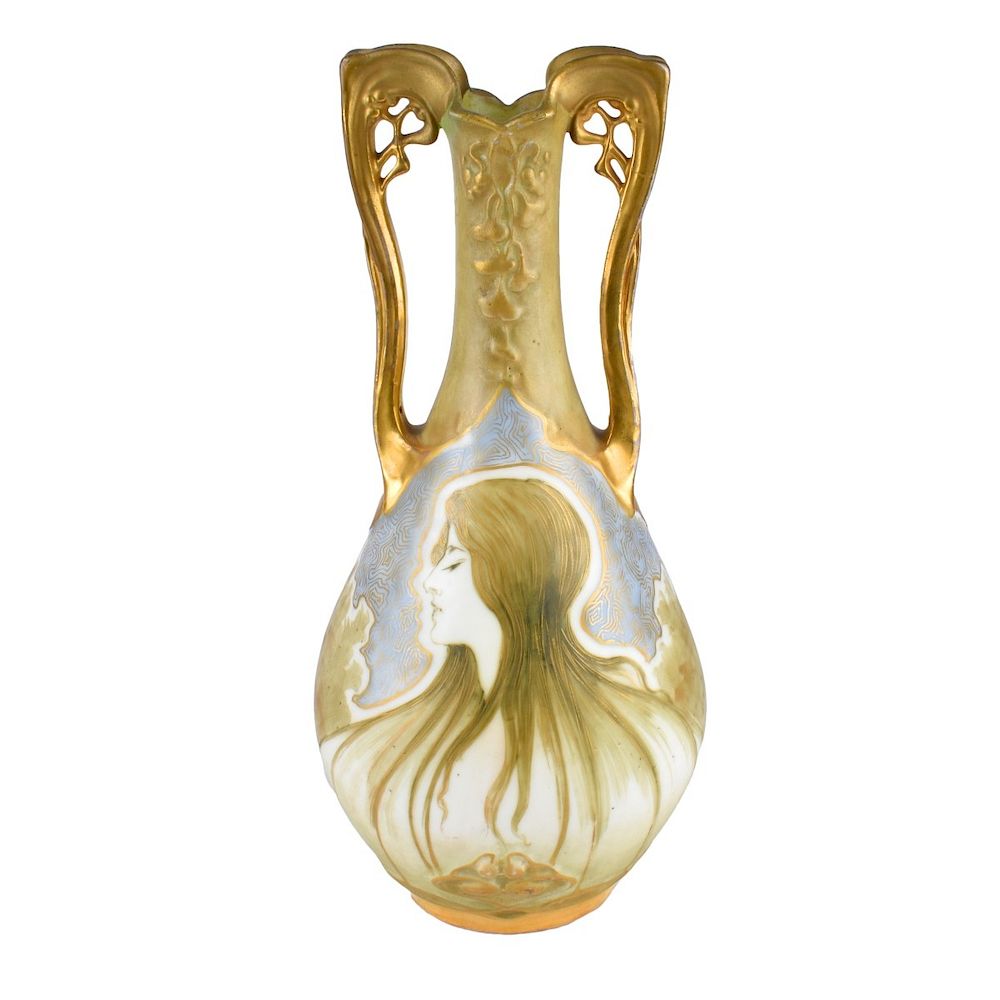 Appraisal: Turn Teplitz Amphora Vase Riessner Stellmacher Kessel Turn Teplitz Glazed