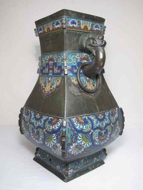 Appraisal: Large Chinese cloisonne vase Bronze with dark patina Colors of