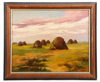 Appraisal: Iwan Trusz Haystacks Oil on Board Iwan Trusz Russian -