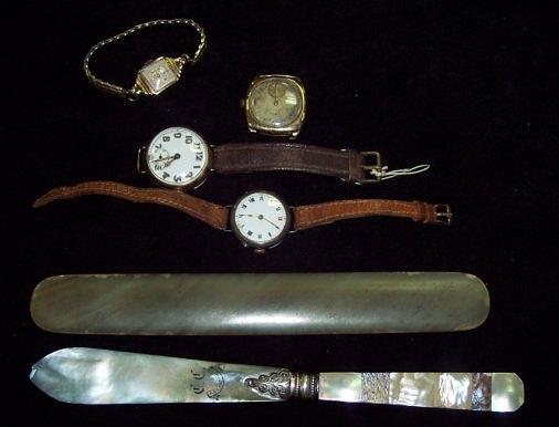 Appraisal: A mother-of-pearl letter knife the blade initialled and dated cm