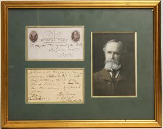 Appraisal: William James Frame displaying card's front and back the front