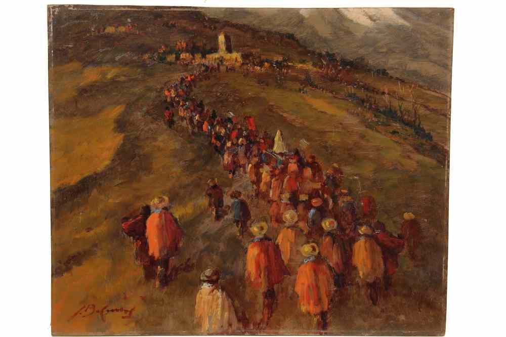 Appraisal: OIL ON MASO - Religious Procession by Jose Balmes Mexico