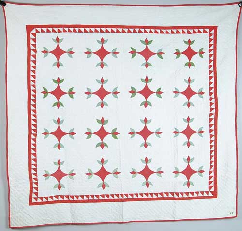 Appraisal: FINE PIECED QUILT Turkey Tracks with saw tooth border The