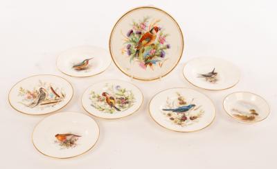 Appraisal: A Royal Worcester circular teapot stand painted a chaffinch cm