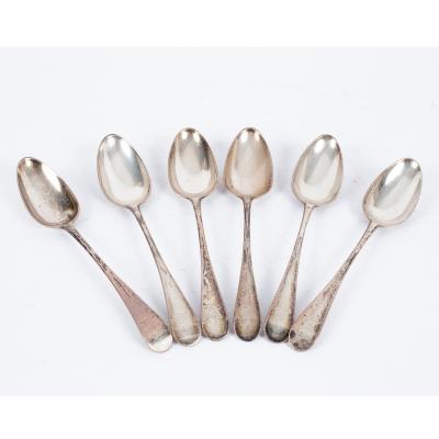 Appraisal: Six Old English pattern silver tablespoons London crested bottom marks