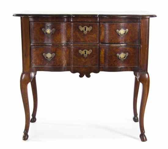 Appraisal: A George II Burlwood Walnut Low Boy the rectangular top